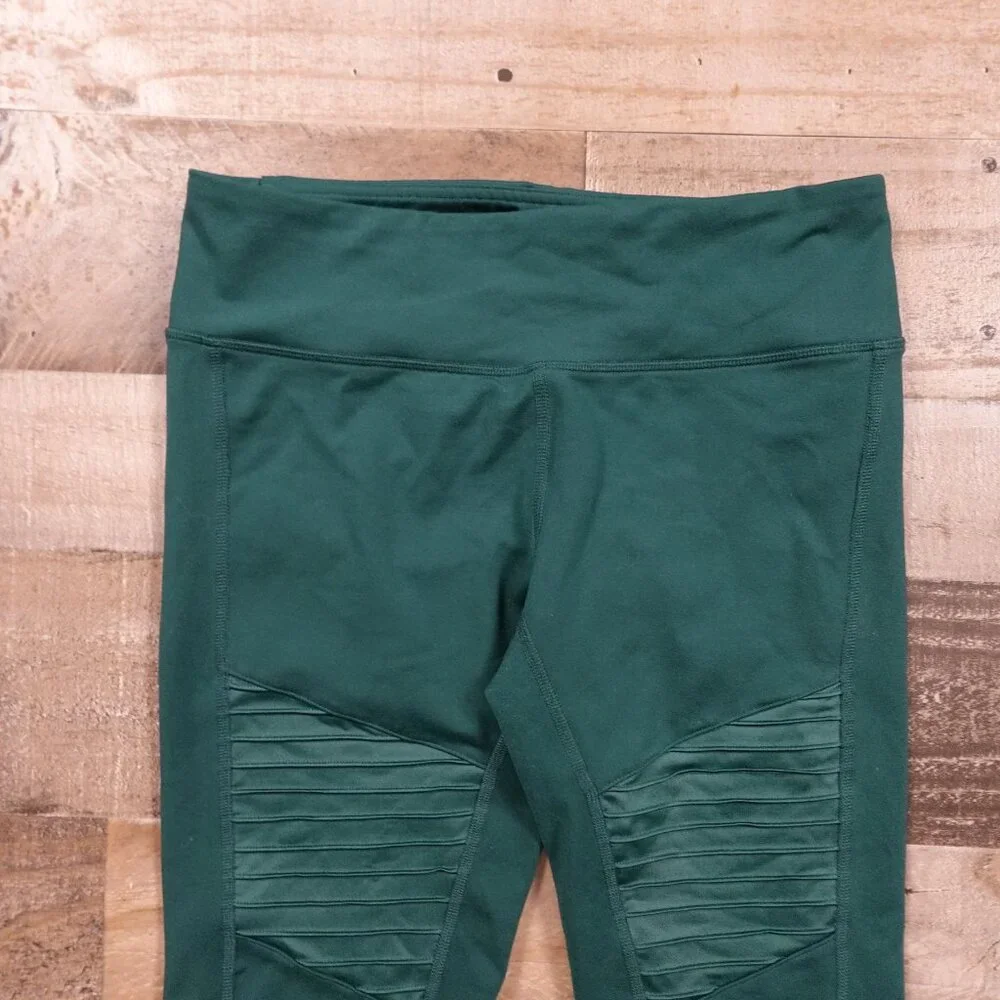 Alo Yoga High-Waist Moto Leggings Women’s Medium Green Ribbed Performance Active